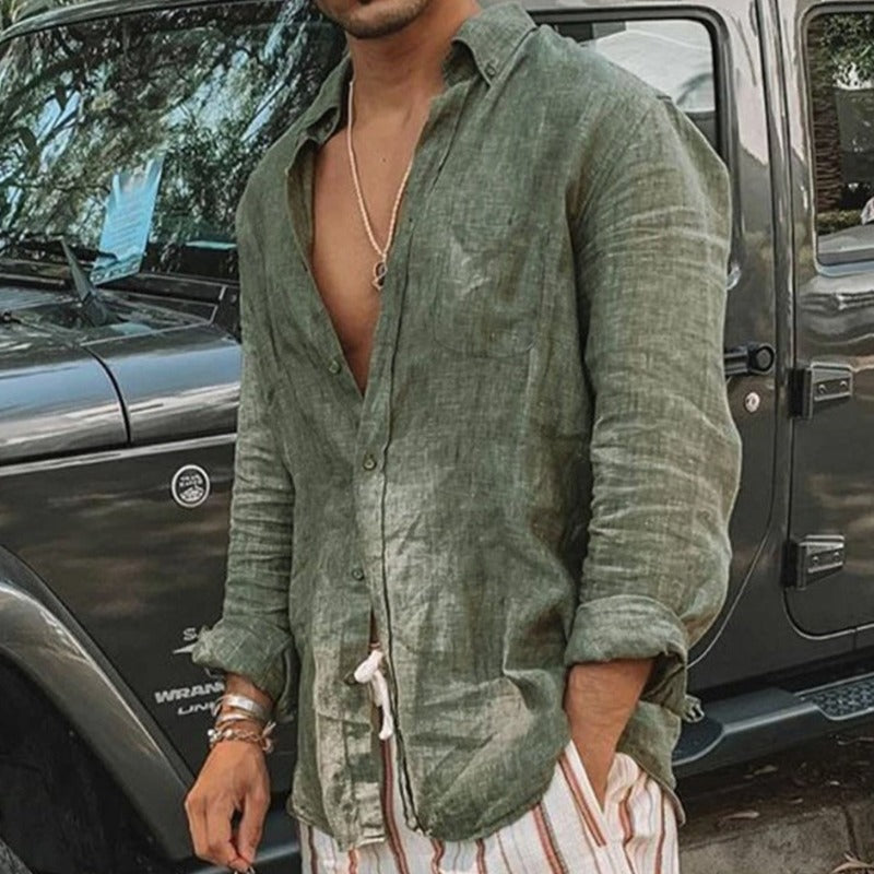 Heren Casual Linnen Strandhemd voor Warme Dagen