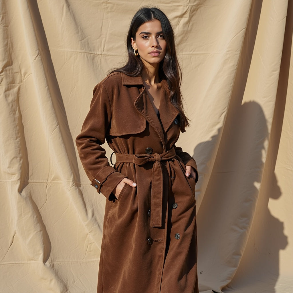 Liora Amsterdam- Kunstsuède trenchcoat