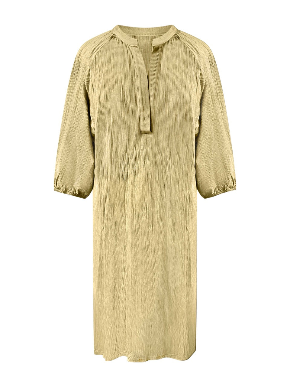 Jurk met lange 3/4 mouwen in kaki groen.