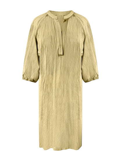 Jurk met lange 3/4 mouwen in kaki groen.