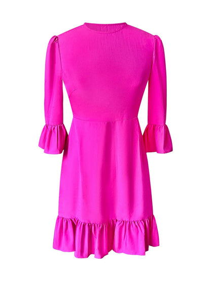 Jurk met ruches in fuchsia roze