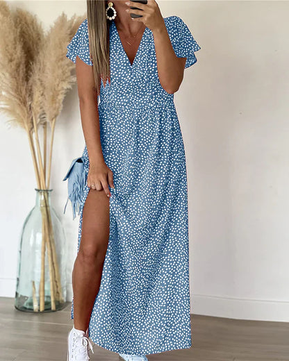 Sophie Maxi-jurk met V-hals en print