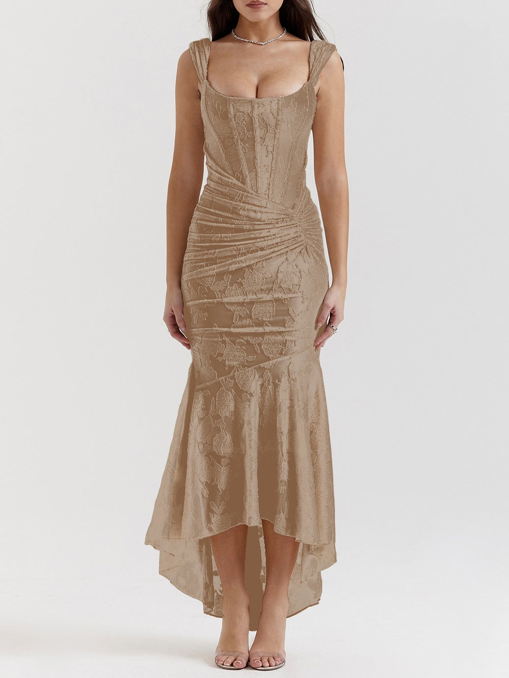 maxi-jurk met klokvormige bloemen