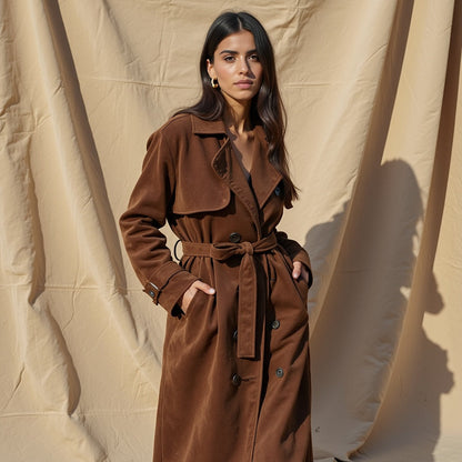 Liora Amsterdam- Kunstsuède trenchcoat