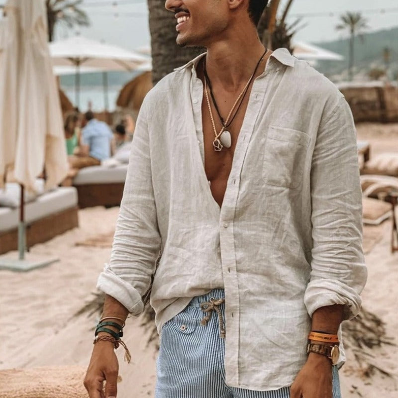 Heren Casual Linnen Strandhemd voor Warme Dagen